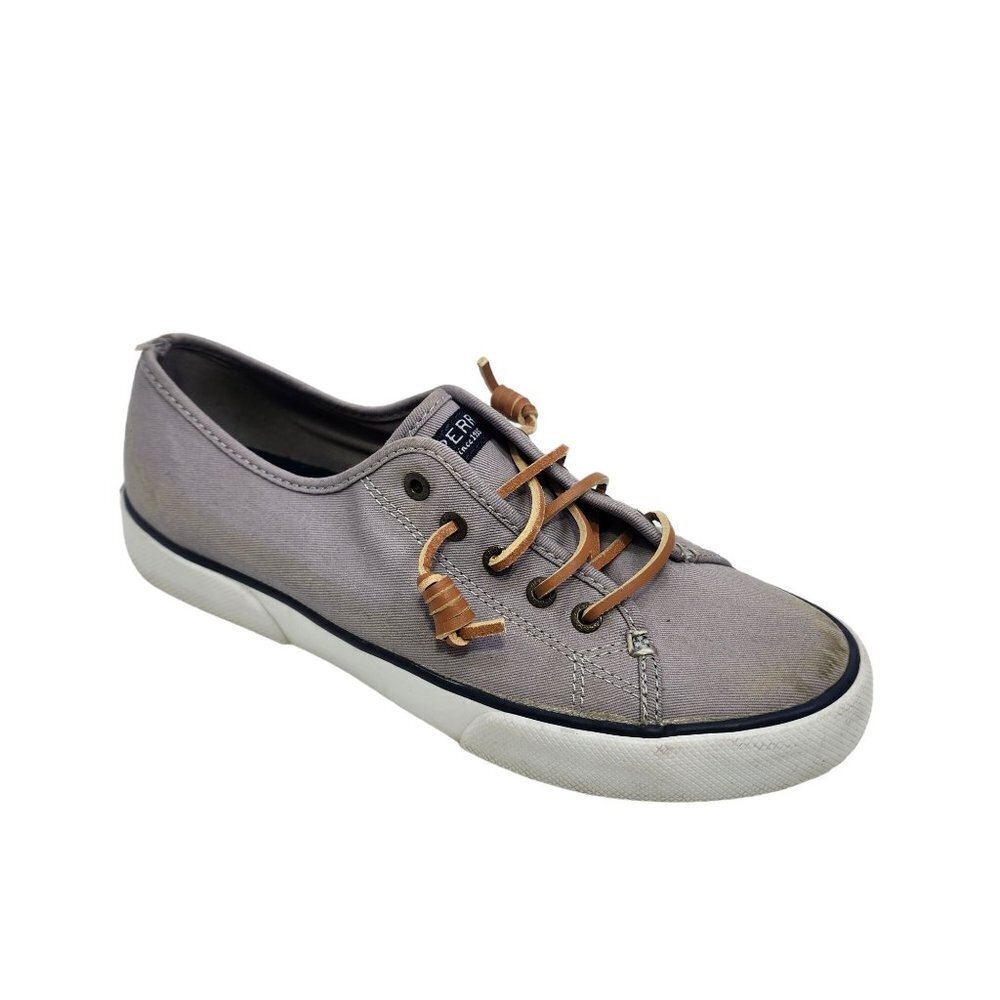 Sperry Top-Sider Womens Gray‎ Canvas Sneaker Boat Deck Shoes Size 8
